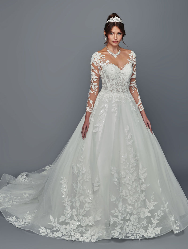 Boat Neck Wedding Dress by Deklaire Bridal 507