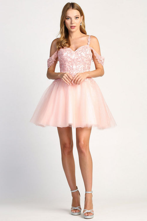 Wedding DressesShort A Line Homecoming Glitter Cocktail Dress Blush