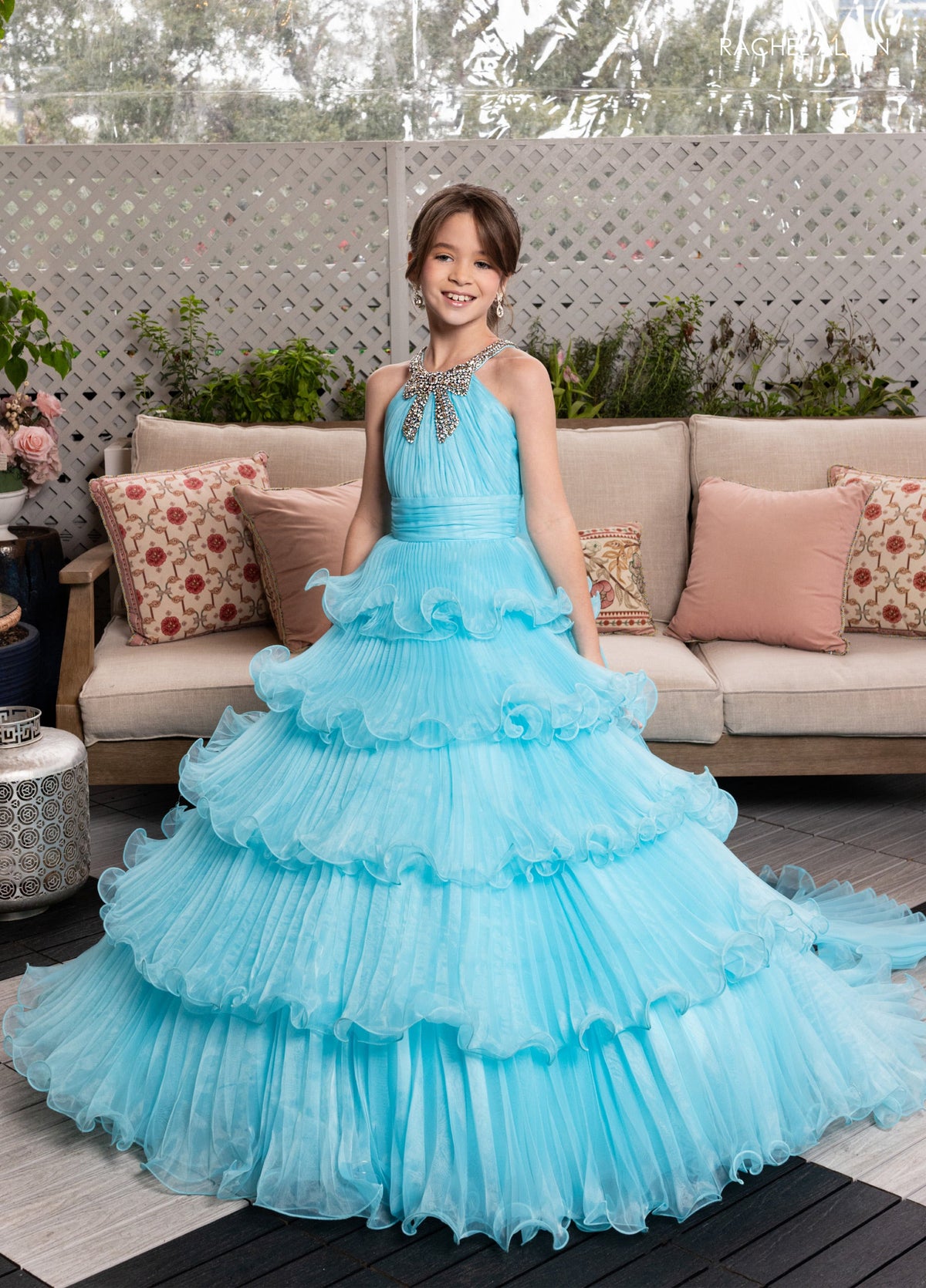 Rachel Allan 10280 Girl's Halter Ruffled Gown