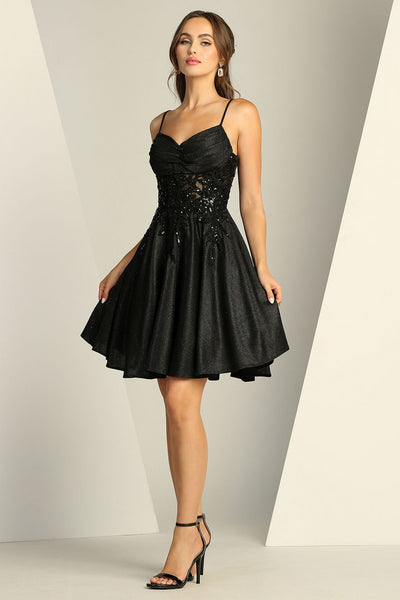 Cocktail Dresses Short Homecoming Glitter Corset Prom Dress Black
