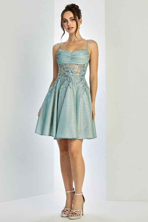 Cocktail Dresses Short Homecoming Glitter Corset Prom Dress Sage