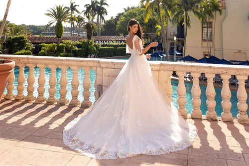 Primavera Couture 11134 Long Bridal A-Line Lace Applique Wedding Dress