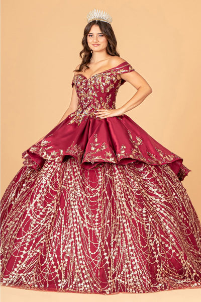 2 Piece Off Shoulder Satin Ball Gown by Elizabeth K GL3098 - Quinceanera Dresses
