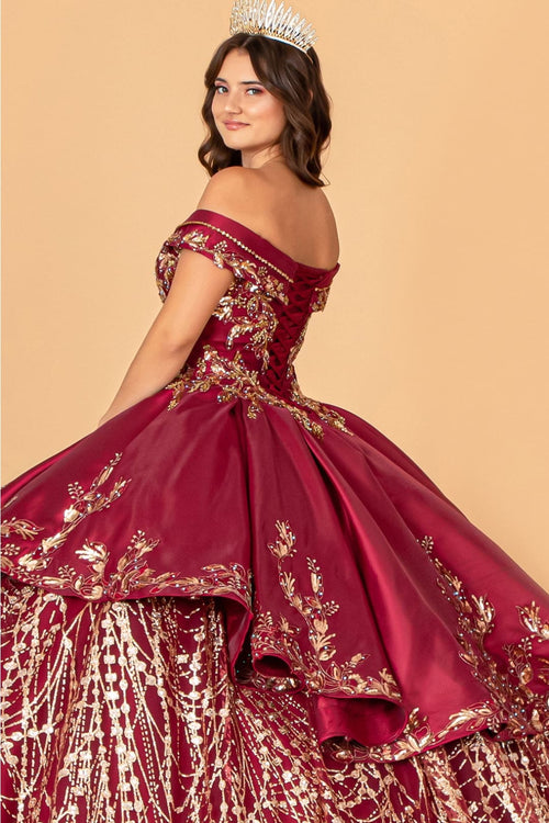 2 Piece Off Shoulder Satin Ball Gown by Elizabeth K GL3098 - Quinceanera Dresses