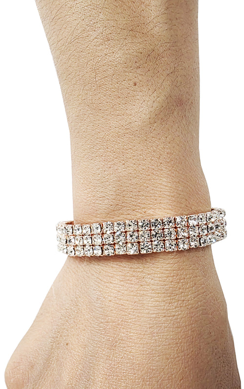 Pulsera elástica de diamantes de imitación de oro rosa, accesorios B-1058