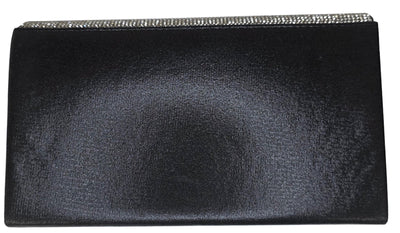 Rhinestone Envelope Clutch Bag – Black Two-Texture | HBG-103966