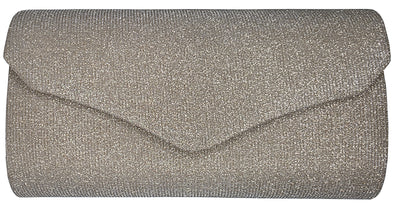 Sparkly Envelope Clutch Purse – Black Gold or Silver | HBG-105240S