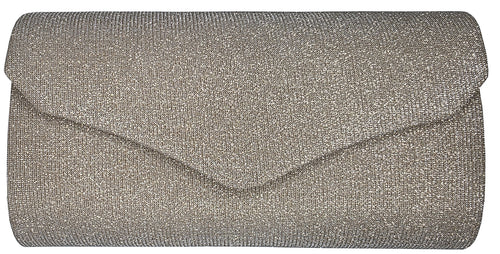 Cartera de mano tipo sobre con brillos – Negro, dorado o plateado | HBG-105240S