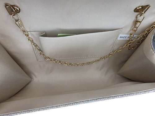 Cartera de mano tipo sobre con brillos – Negro, dorado o plateado | HBG-105240S