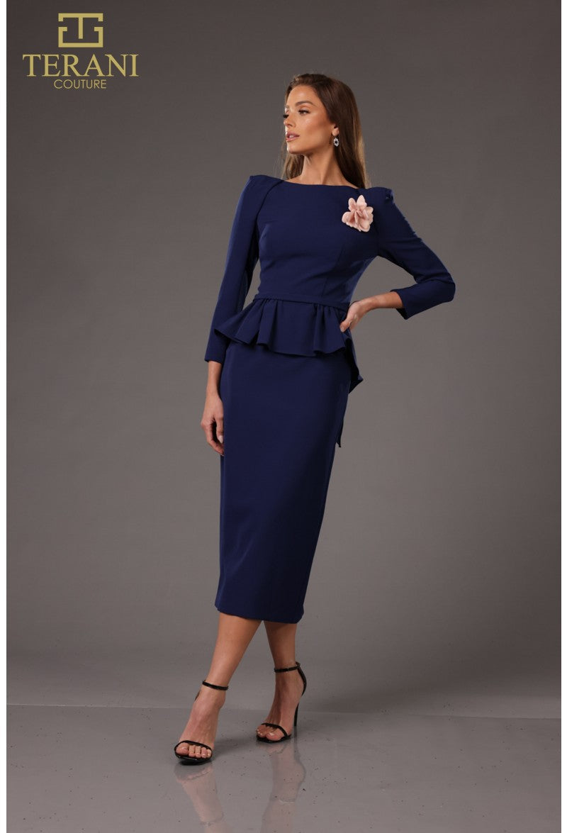 sophisticated cocktail dresses Sophisticated Cocktail Sheath Formal Stretch Satin Gown 251C4638 by Terani Couture