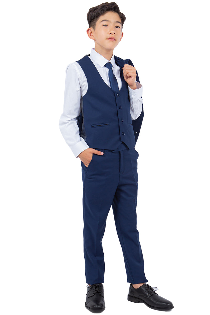 Boys Suit Perry Ellis Vested Boy's Wedding Suit in Cobalt Blue