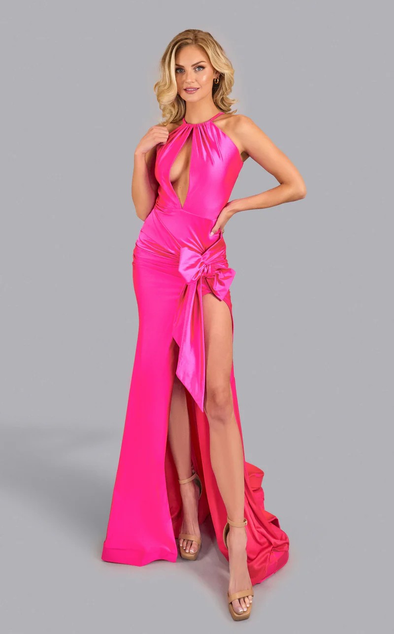 Halter Fitted High Slit Prom Formal Floor-Length Jersey Gown JA2648 by Jessica Angel Halter Fitted High Slit Prom Formal Floor-Length Jersey Gown JA2648 by Jessica Angel