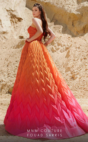 Fouad Sarkis 2746 Ombre Pleated Ball Gown