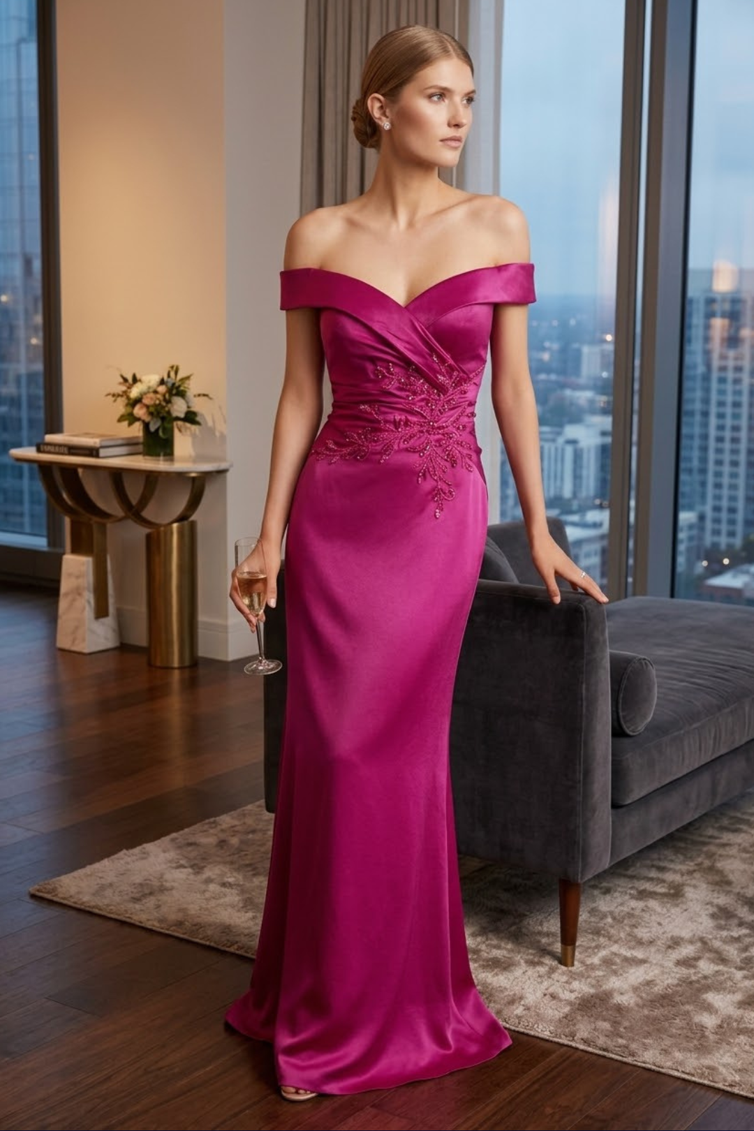 Nox Anabel Slate Blue Long Formal Dresses