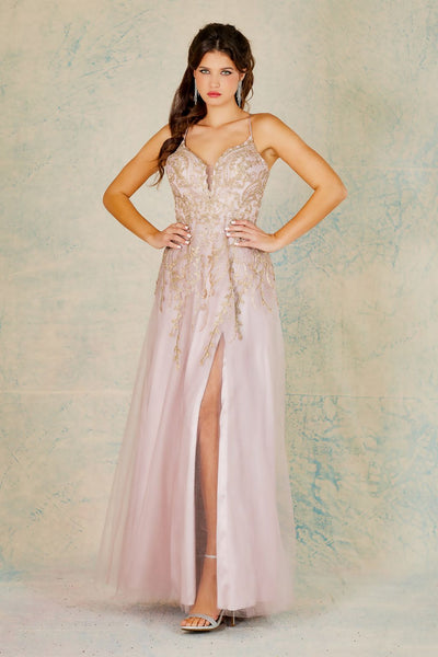 Prom Dresses A Line Prom Long Formal Slit Dress Mocha