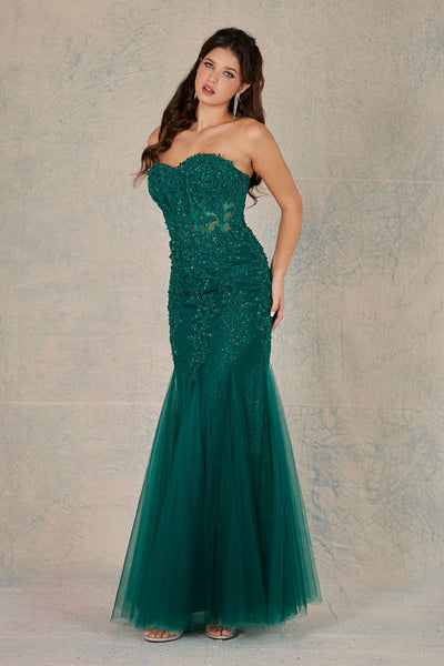 Prom Dresses Prom Long Mermaid Applique Formal Dress Emerald