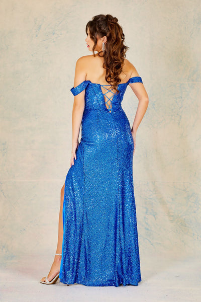 Prom Dresses Prom Long Fitted Formal Corset Sequin Dress Peri Blue