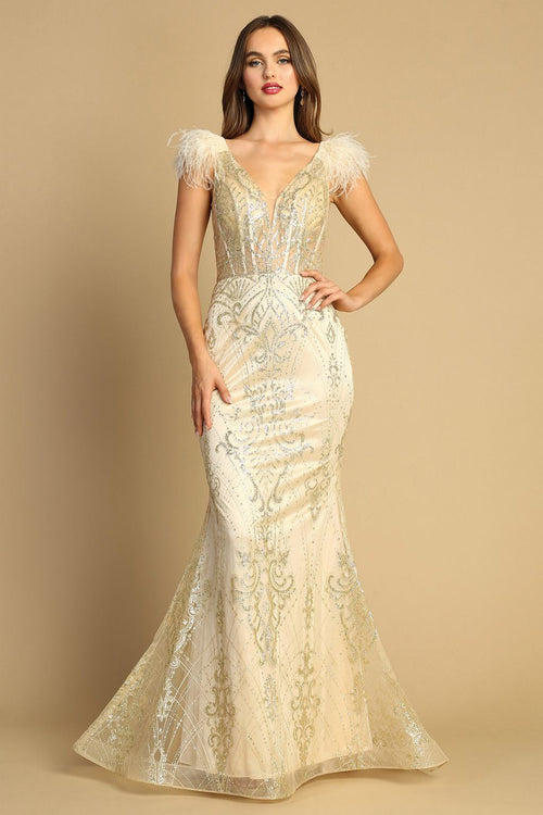 Prom Dresses Prom Long Glitter Applique Formal Dress Champagne