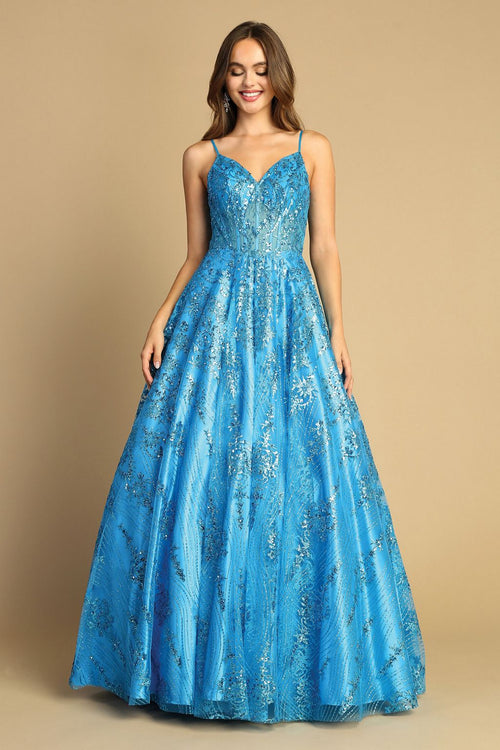 Prom Dresses A Line Long Glitter Prom Formal Dress Turquoise