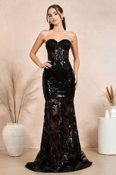 Prom Dresses Prom Long Mermaid Sequin Print Formal Dress Black