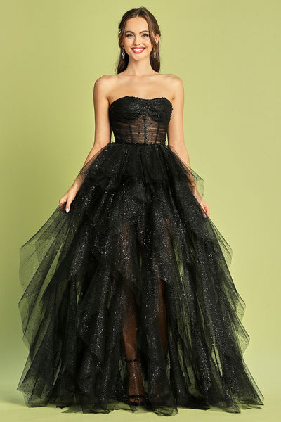 Prom Dresses Prom Glitter Long Formal Corset Dress Black
