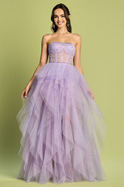 Adora Design 3210 Strapless Glitter Tulle Corset Prom Gown