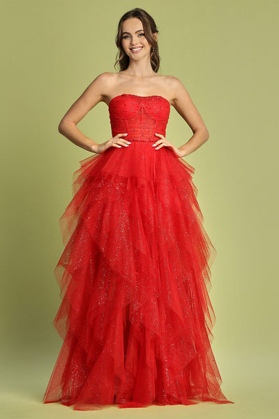 Prom Dresses Prom Glitter Long Formal Corset Dress Red