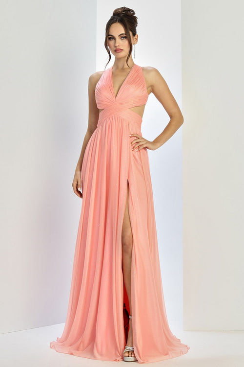 Prom Dresses Glitter Long Formal A Line Prom Dress Coral