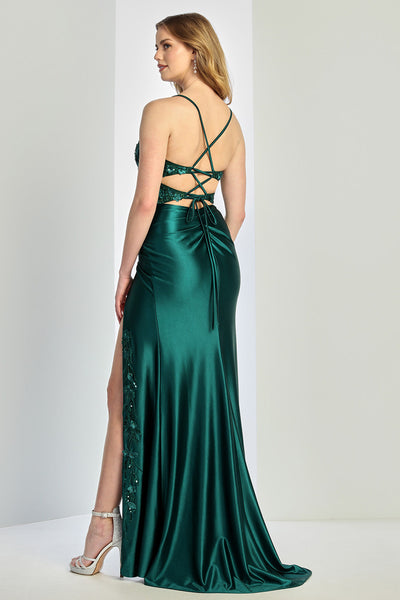 Prom Dresses Prom Fitted Long Formal Beaded Corset Dress Emerald