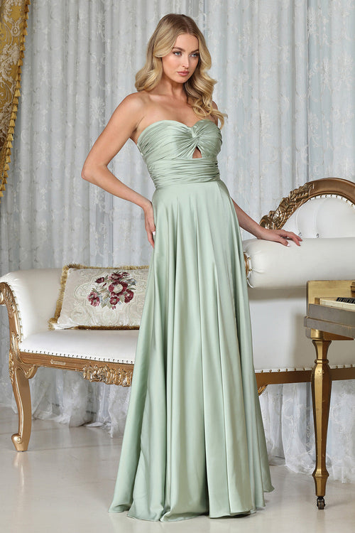 Prom Dresses A Line Prom Long Formal Pleated Dress Sage