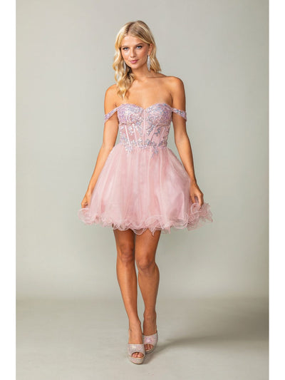 Dancing Queen Dresses DQ-3383 Off-Shoulder Corset Homecoming Dress