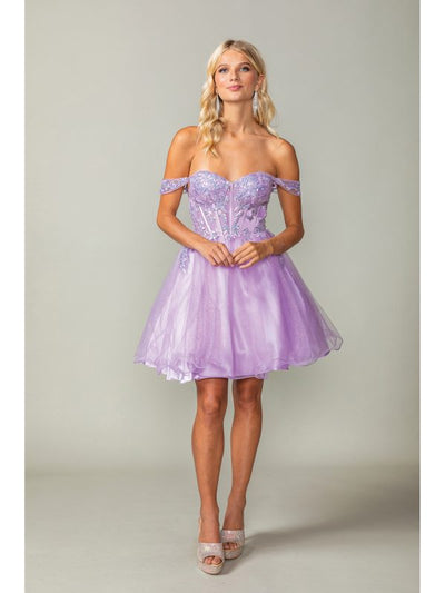 Dancing Queen Dresses DQ-3383 Off-Shoulder Corset Homecoming Dress