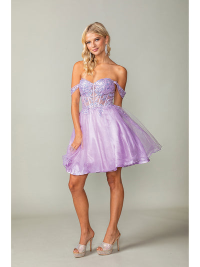 Dancing Queen Dresses DQ-3383 Off-Shoulder Corset Homecoming Dress