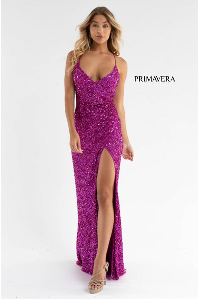 Prom Dresses Prom Long Formal Sequin Dress Fushia