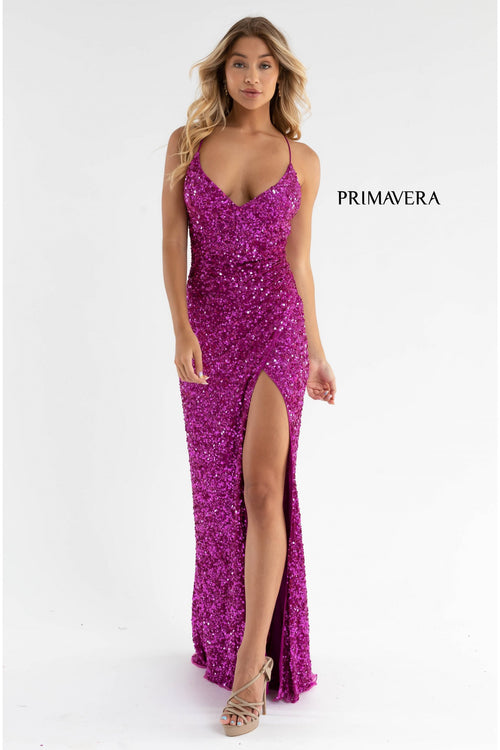 Prom Dresses Prom Long Formal Sequin Dress Fushia