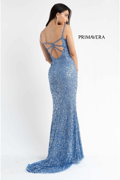 Primavera Couture 3792 Sequin Fitted Slit Gown