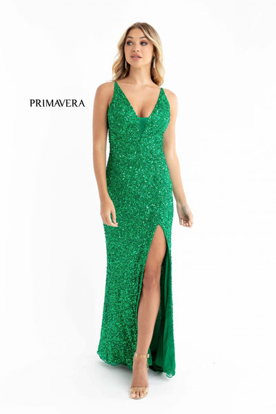 Prom Dresses Prom Fitted Long Formal Sequin Slit Dress Emerald