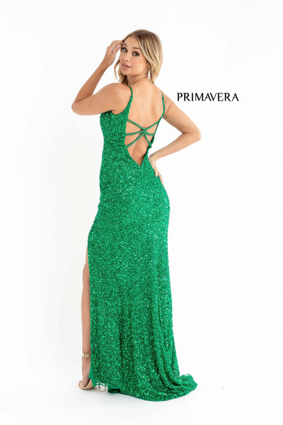 Primavera Couture 3792 Sequin Fitted Slit Gown