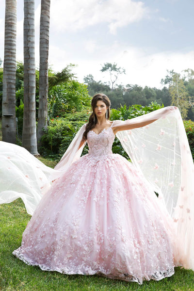 3D Butterfly Cape Sleeve Ball Gown by Bella Princess PQ1001