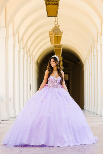 3D Butterfly Sheer Corset Ball Gown by Bella Princess PQ1032