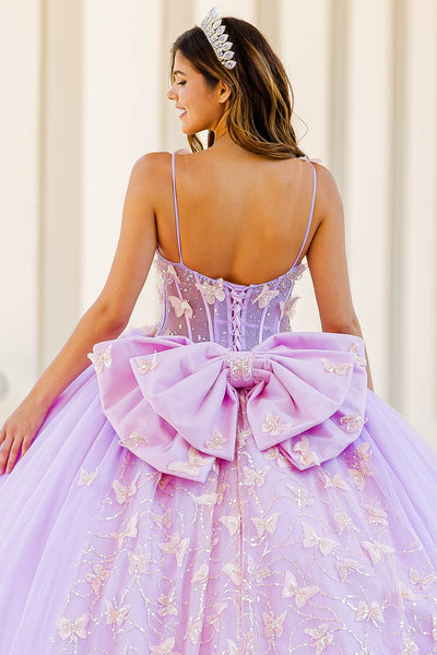 3D Butterfly Sheer Corset Ball Gown by Bella Princess PQ1032