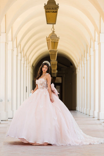 3D Butterfly Sheer Corset Ball Gown by Bella Princess PQ1032