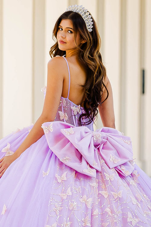 3D Butterfly Sheer Corset Ball Gown by Bella Princess PQ1032