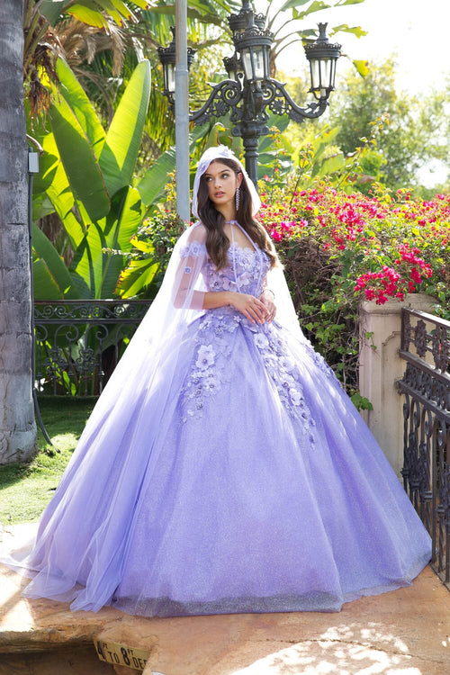 3D Floral Off Shoulder Ball Gown by Bella Princess PQ1002