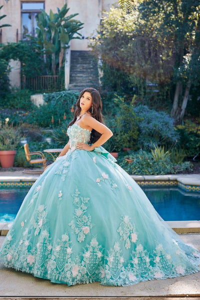 3D Floral Strapless Corset Ball Gown by Bella Princess PQ1049