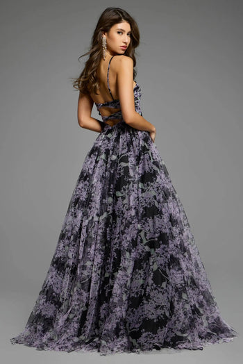 Jovani 40402 Floral Print Prom Dress A-line Long Formal Evening Gown