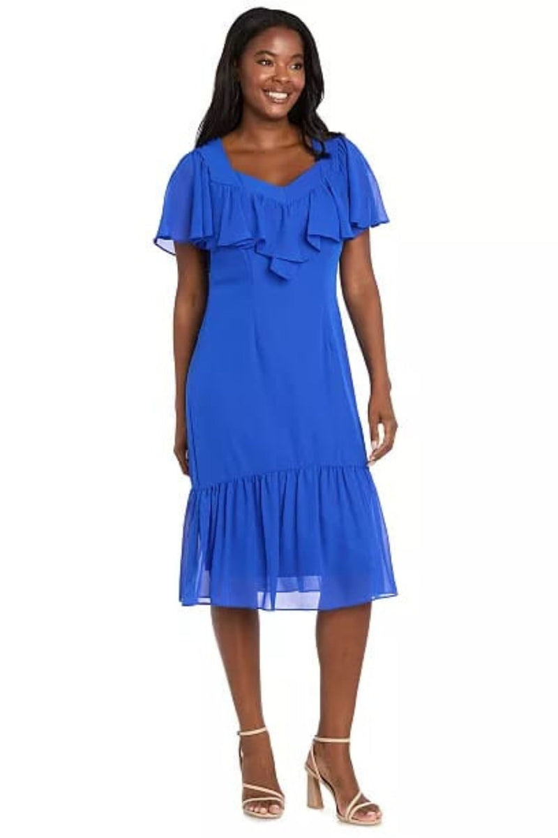 R & M Richards Women's Capelet Short-Sleeve Dress - Royal