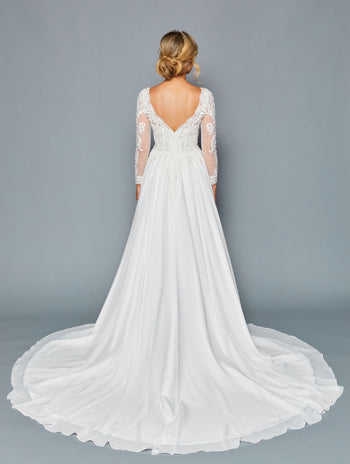 DeKlaire Bridal 453 Long Sleeve Boat Neckline Wedding Dress