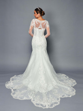 DeKlaire Bridal 470 Long Sleeve Mermaid Wedding Gown