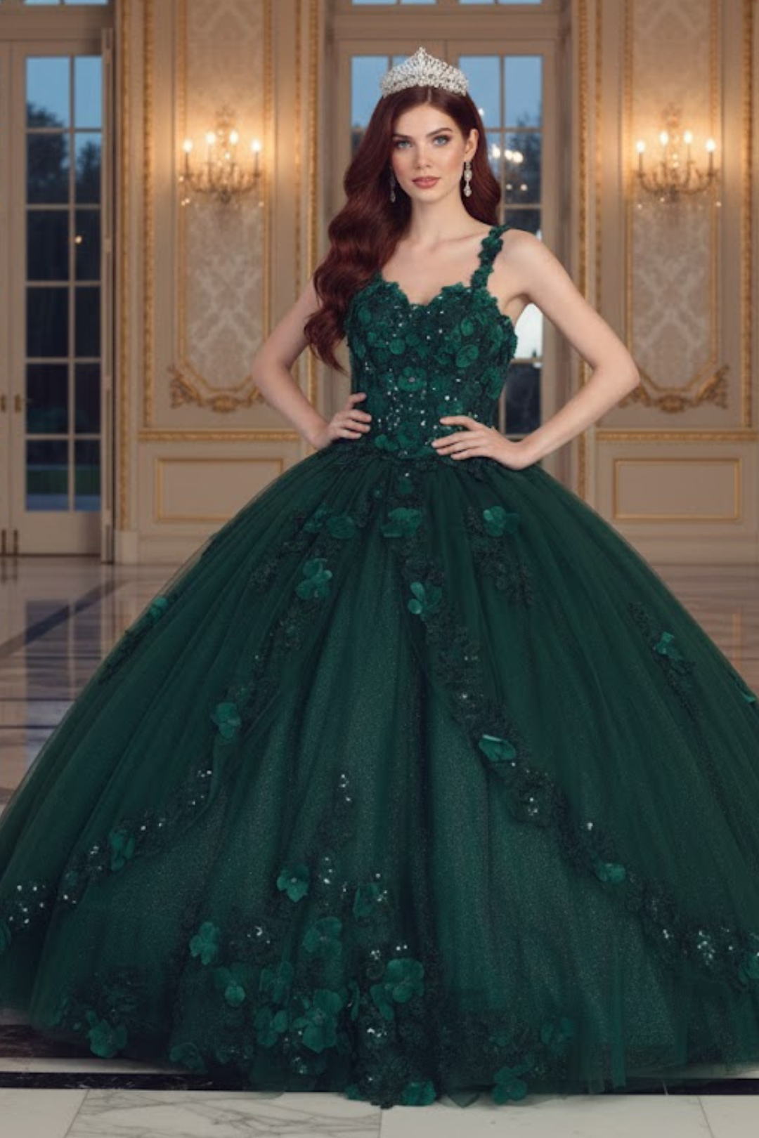 Layla K HUNTER GREEN Ball Gown Dress